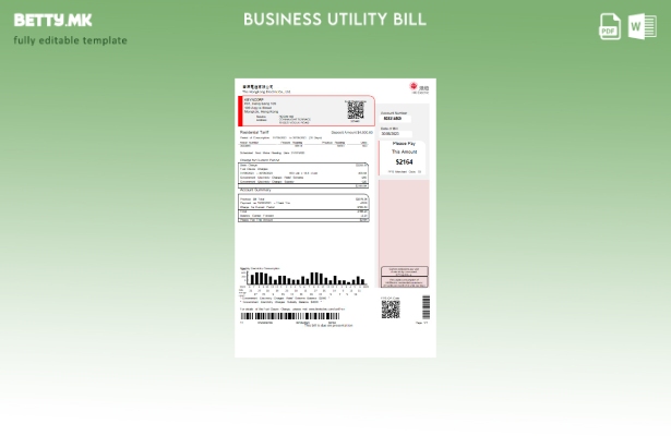 Модерен стил Шаблон за деловна сметка за комунални услуги на Hongkong Electric C